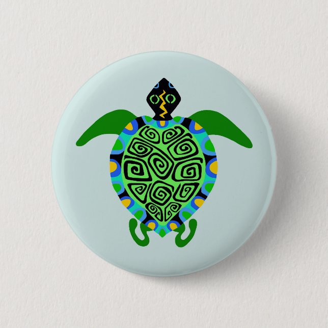 Wild animals - Sea TURTLE - Wildlife - Aqua 6 Cm Round Badge (Front)