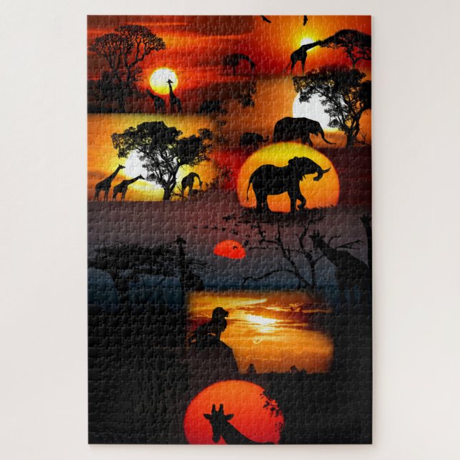Wild Animals Sunset Art Jigsaw Puzzle (Vertical)