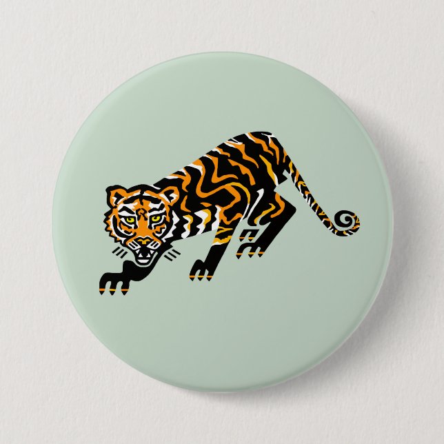 Wild animals  - TIGER - Wild catGreen 7.5 Cm Round Badge (Front)