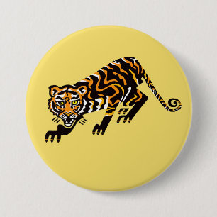 Wild animals -TIGER - Wildlife - Yellow 7.5 Cm Round Badge