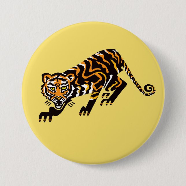 Wild animals -TIGER - Wildlife - Yellow 7.5 Cm Round Badge (Front)