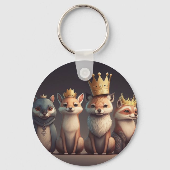 Wild animals wearing crowns      key ring (Front)