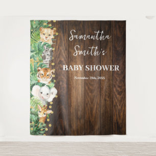 Wild Animals Welcome Baby Shower Rustic Safari Tapestry