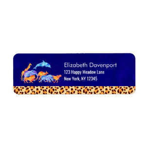 Wild Animals with a Leopard Print Border