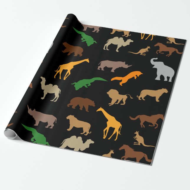 Wild animals wrapping paper (Unrolled)