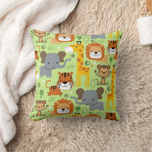 Wild Animals Zoo Safari Throw Pillow