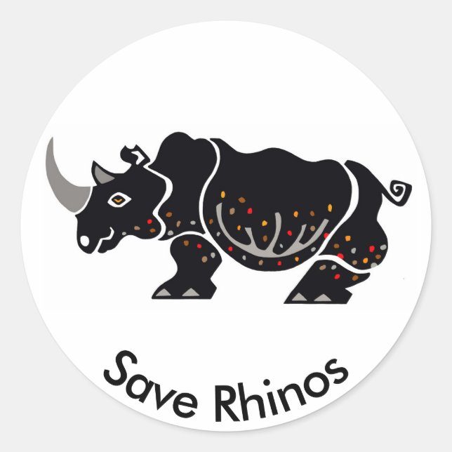 Wild animas -  Save RHINOS - Nature- Africa Classic Round Sticker (Front)