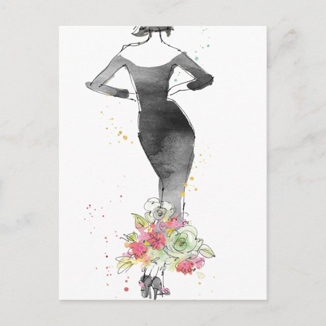 Wild Apple | Chic Floral Dress Sketch Postcard (Front)