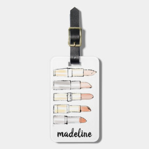 Wild Apple Colourful Modern Lipstick Sketch Luggage Tag