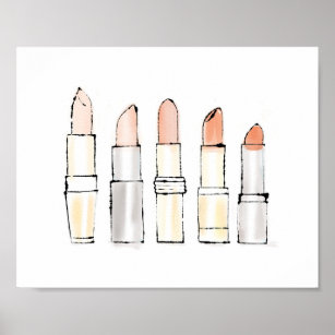 Wild Apple   Colourful Modern Lipstick Sketch Poster