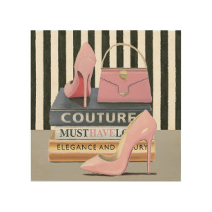 Wild Apple   Couture Stripes - Shoes & Bag Wood Wall Art