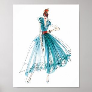 Wild Apple Haute Couture Fashion Sketch Poster