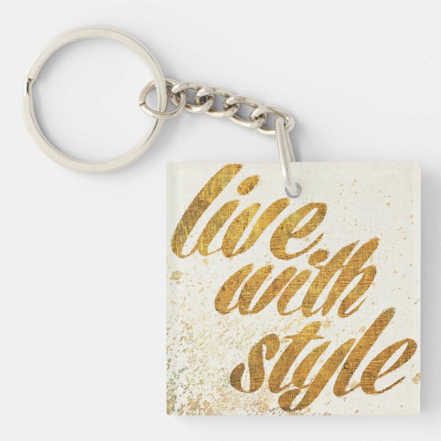 Wild Apple | Live With Style - Girly Quote Key Ring (Front)
