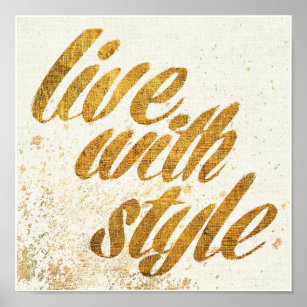 Wild Apple   Live With Style - Girly Quote Poster
