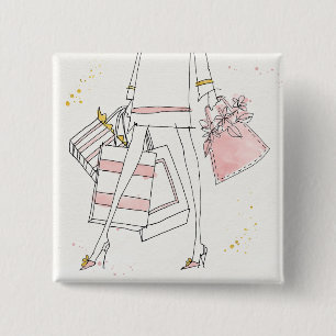 Wild Apple Modern Pink Fashion Sketch 15 Cm Square Badge