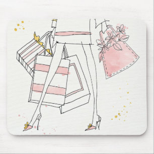 Wild Apple   Modern Pink Fashion Sketch Mouse Mat