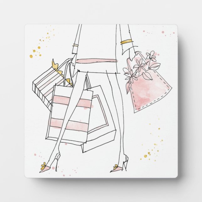 Wild Apple | Modern Pink Fashion Sketch Plaque (Front)