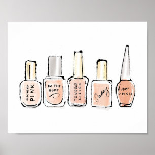 Wild Apple   Modern Pink Nail Polish Sketch Poster