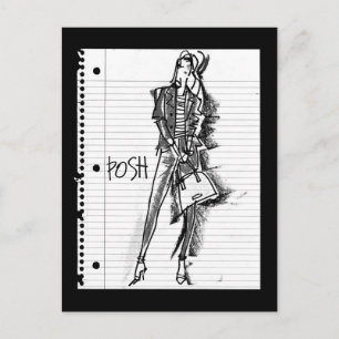 Wild Apple   Posh - Edgy Vintage Sketch Postcard
