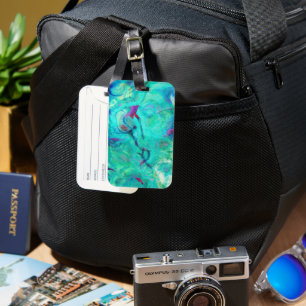 Wild Aqua Water Abstract Art Luggage Tag