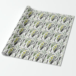 Wild Asparagus Sketch Design: Nature-Inspired Wrapping Paper