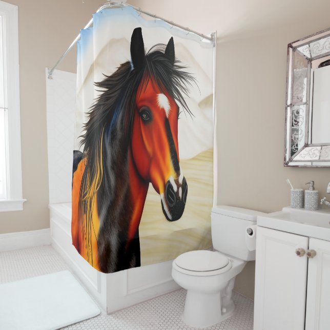 Wild At Heart - A Spirited Western Pinto Pony Shower Curtain (In Situ)
