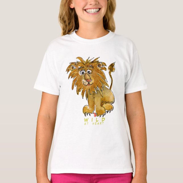 Wild At Heart Cartoon Lion T-Shirt (Front)