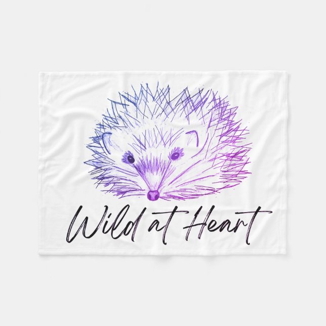 Wild at heart hedgehog drawing fleece blanket (Front (Horizontal))