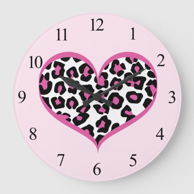 Wild at Heart Leopard Print Large Clock (Front)