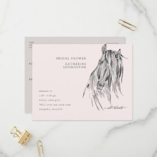 Wild at Heart Watercolor Horse Bridal Shower Invitation Postcard