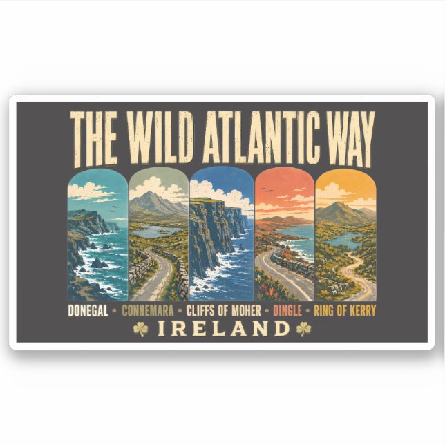 Wild Atlantic Way Ireland Landmarks Illustration (Front)