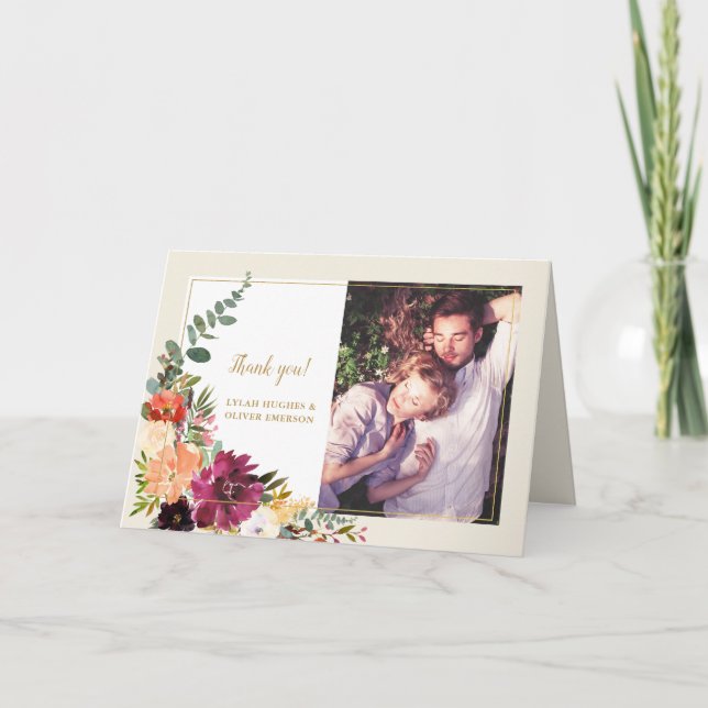 Wild Autumn Bouquet | Photo Thank you Card (Front)