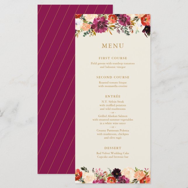 Wild Autumn Bouquet | Wedding Menu (Front/Back)