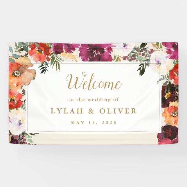 Wild Autumn Bouquet | Wedding Welcome Banner (Horizontal)