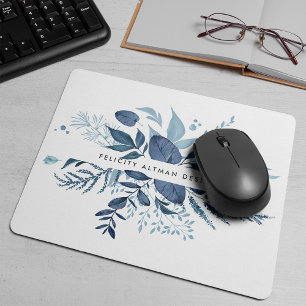 Wild Azure   Blue Botanical Personalised Mouse Mat