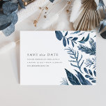 Wild Azure | Blue Botanical Wedding Save The Date<br><div class="desc">Our Wild Azure save the date card features your key wedding details (names,  wedding date,  location and website) accented by winter watercolor foliage in icy shades of blue. A modern and elegant save the date design that's a chic minimalist take on the botanical trend.</div>