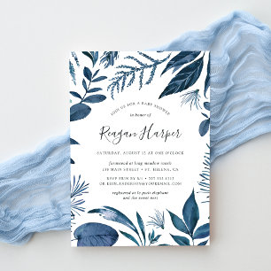 Wild Azure Botanical Baby Shower Invitation