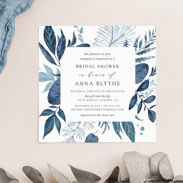 Wild Azure Bridal Shower Invitation | Square (Creator Uploaded)