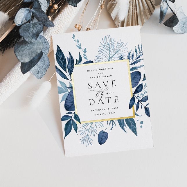 Wild Azure Foil Save the Date Card (Creator Uploaded)