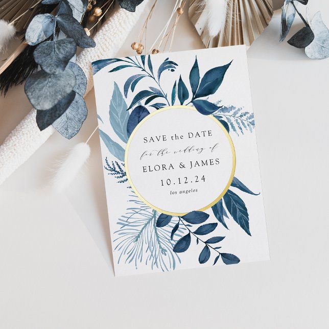 Wild Azure Foil Save the Date Card (Creator Uploaded)