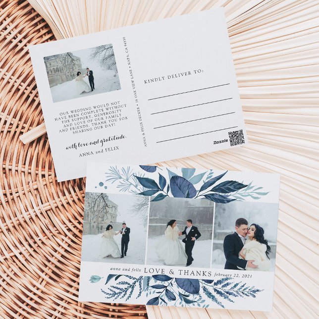 Wild Azure | Multi Photo Wedding Thank You Postcard (Creator Uploaded)