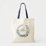 Wild Azure Personalised Tote Bag<br><div class="desc">Our custom personalised tote features a blue and white watercolor botanical wreath with your name or monogram inscribed inside in hand lettered script.</div>