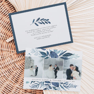 Wild Azure Wedding Photo Flat Thank You Card