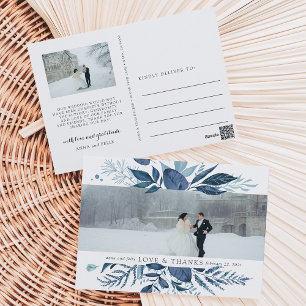 Wild Azure Wedding Photo Thank You Postcard