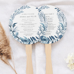 Wild Azure Wedding Program Hand Fan