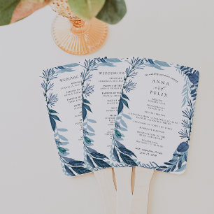 Wild Azure Wedding Program Hand Fan