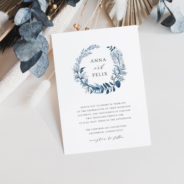 Wild Azure Wreath Wedding Invitation (Creator Uploaded)