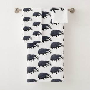 wild badger pattern bath towel set