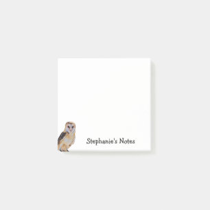 Wild Barn Owl Bird Artwork Name Personalised White Post-it Notes