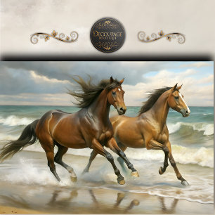 Wild Beach Horses Painting Decoupage Tissue Paper